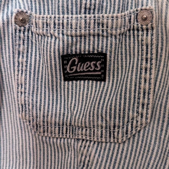 Guess Denim Stripped Cropped Vest - Picture 2 of 6